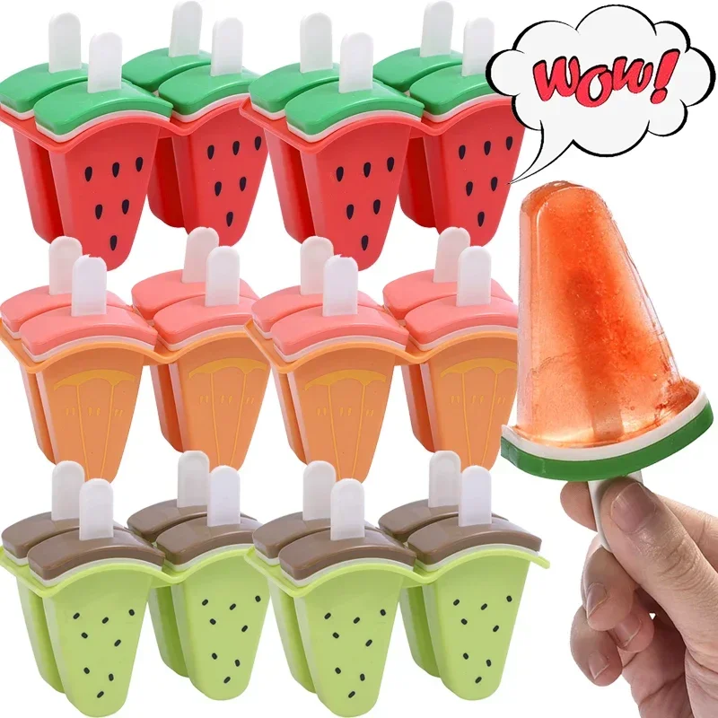 Cartoon Ice Cream Mold with Cover Watermelon Shape Mold DIY Homemade Ice Popsicle Mould Juice Milk Kitchen Ice Cream Make Tools