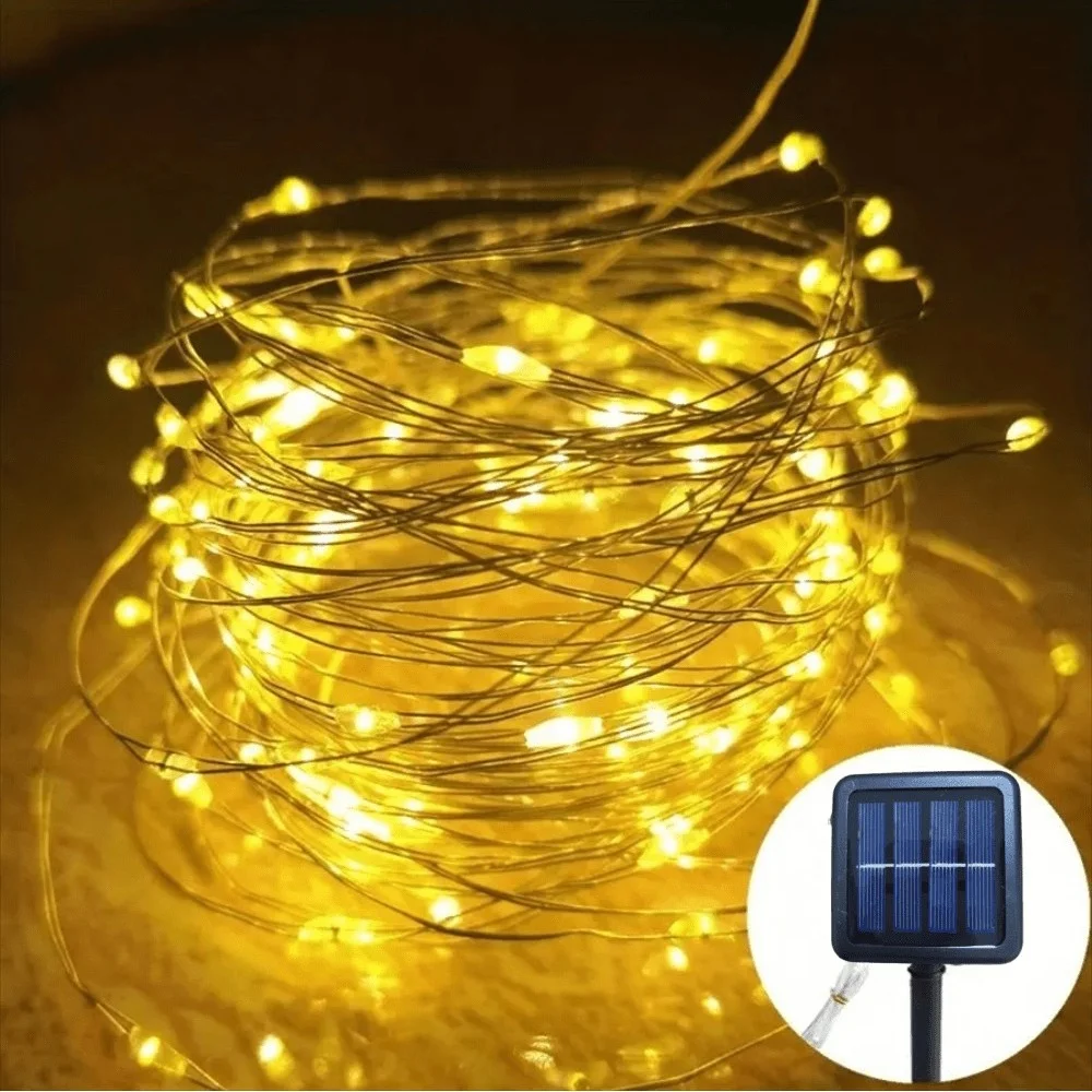 

1PC 7M/12M/22M/32M Copper Wire Fairy Light String,Solar-powered,8 Lighting Modes,Used for Wedding,Indoor,Festival,Bedroom,Party