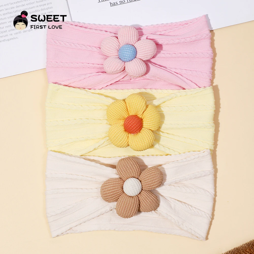 Floral Baby Girls Cotton Headband Cable Knit Turban Headwraps Multi Color Shower Gift Kids Girls Hair Accessories Children