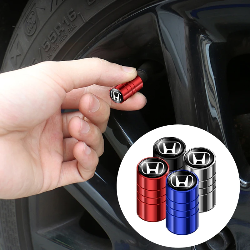 4Pcs Metal Car Wheel Tire Valve Caps Stem Case Covers For Honda Civic Accord Crider City XRV CRV HRV Inspire Fit Odyssey Envix