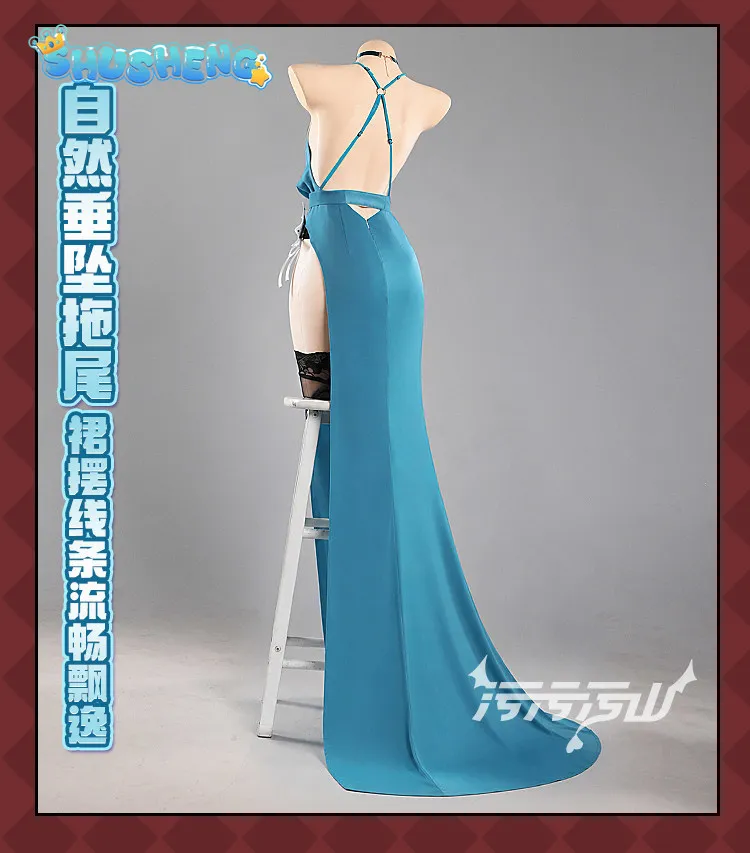 Blue Archive Ichinose Asuna Cosplay Costume Game Anime Play Role Women sexy blue dress Halloween carnival new fish tail skirt view 2