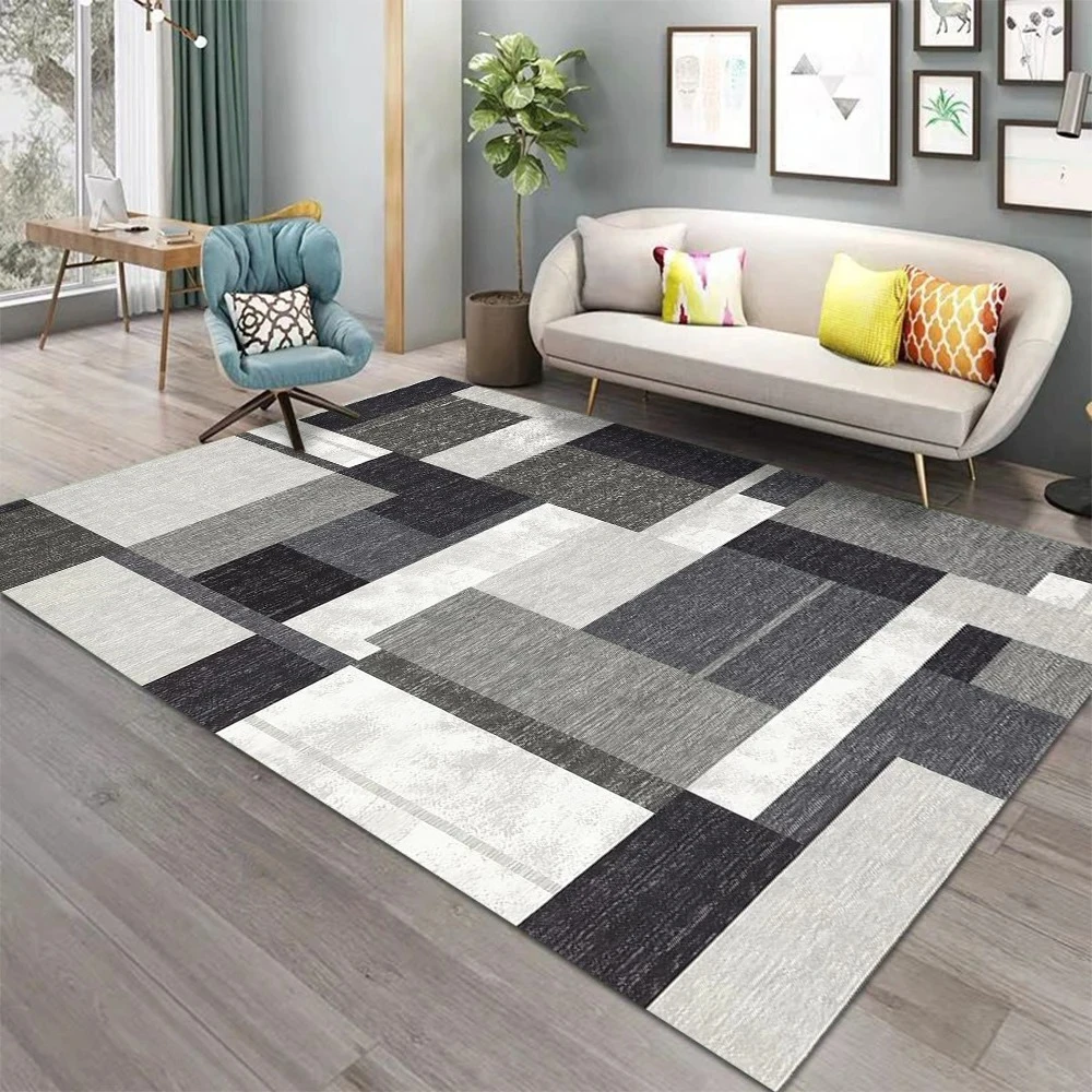 Contemporary Rug Style,  Non-Slip Geometric Pattern Carpet, Easy to Clean Floor Mat for Modern Home Living Room Bedroom Decor