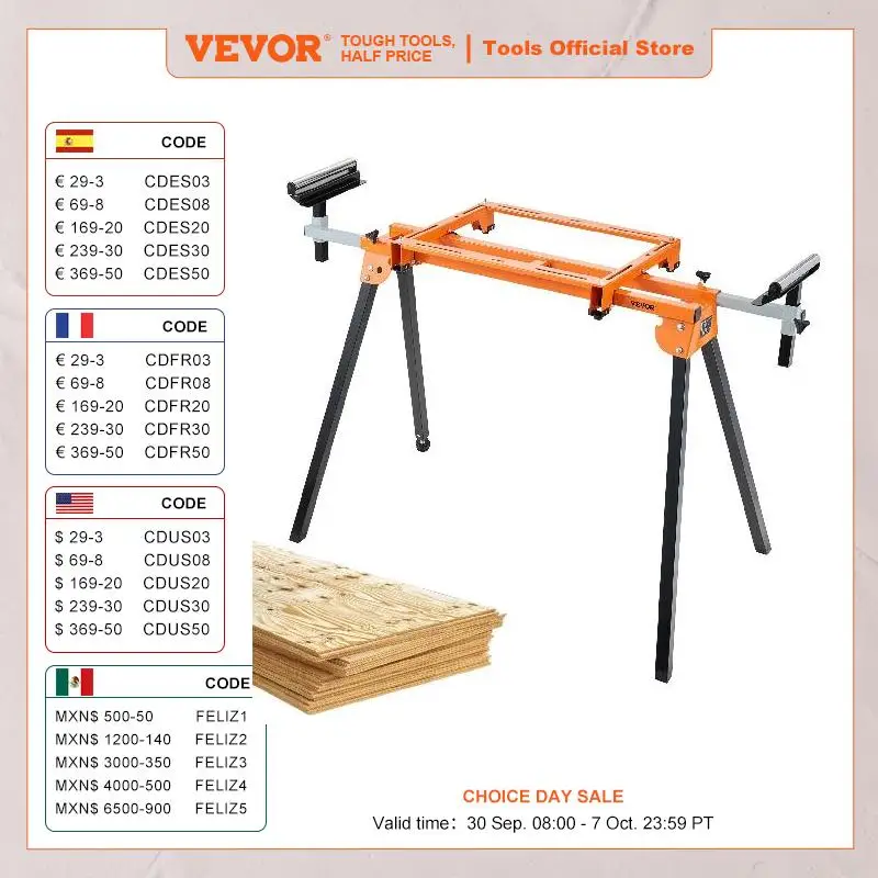 

VEVOR 79in Miter Saw Stand with One-piece Mounting Brackets Clamps Rollers Sliding Rail 330lbs Load Capacity for Cutting Works