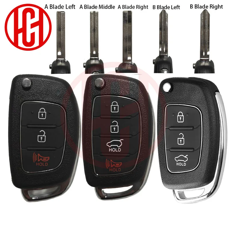 Remote Case Fob Flip Folding Car Key Shell 3/4 Buttons For Hyundai HB20 Auto For SANTA FE IX35 IX45 For Accent I40 For Solaris