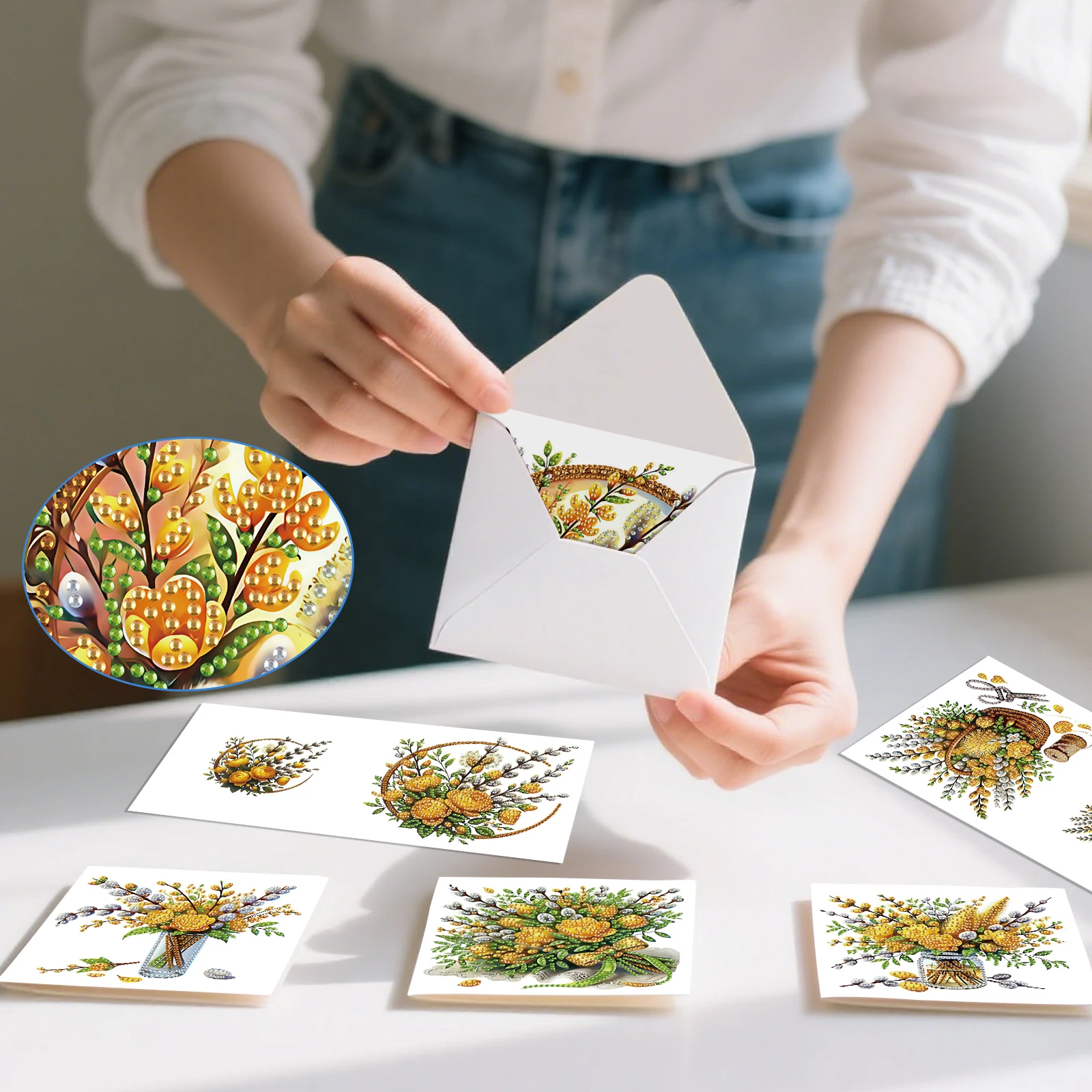 6PCS Diamond Art Painting Greeting Cards Kits,Romantic theme Special Shaped Diamond Art congratulation cards Art handmade Gifts view 5
