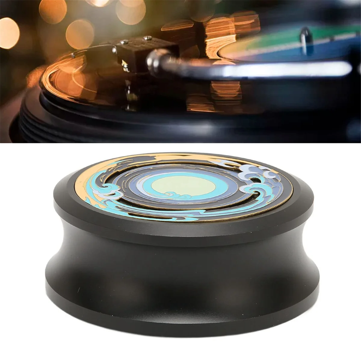 SLQZT LP น้ําหนักบันทึก Stabilizer บันทึก CLAMP แผ่นเสียง Disc Stabilizer สําหรับเครื่องเล่นแผ่นเสียงไวนิล Turntables แผ่นเสียง,สีดํา