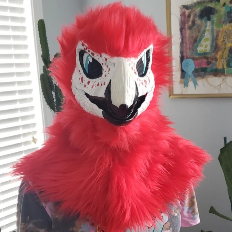 Fursuit Head Mask Plush Parrot Head Easter Party Role Play Props Halloween Funny Mask Headcover