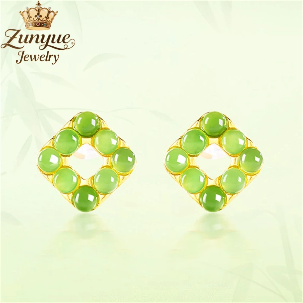 

S925 Серебро, инкрустированный шпинат, зеленый натуральный старый материал, нефрит Хэтянь, зеленый нефрит, бриллианты, серьги-гвоздики, роскошные качественные ювелирные изделия