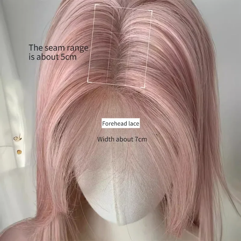 Pink Wig Long Straight Lace Front wigs for Woman Nature Synthetic Lace Wigs for Cosplay Daily Use Heat Resistant headband wig