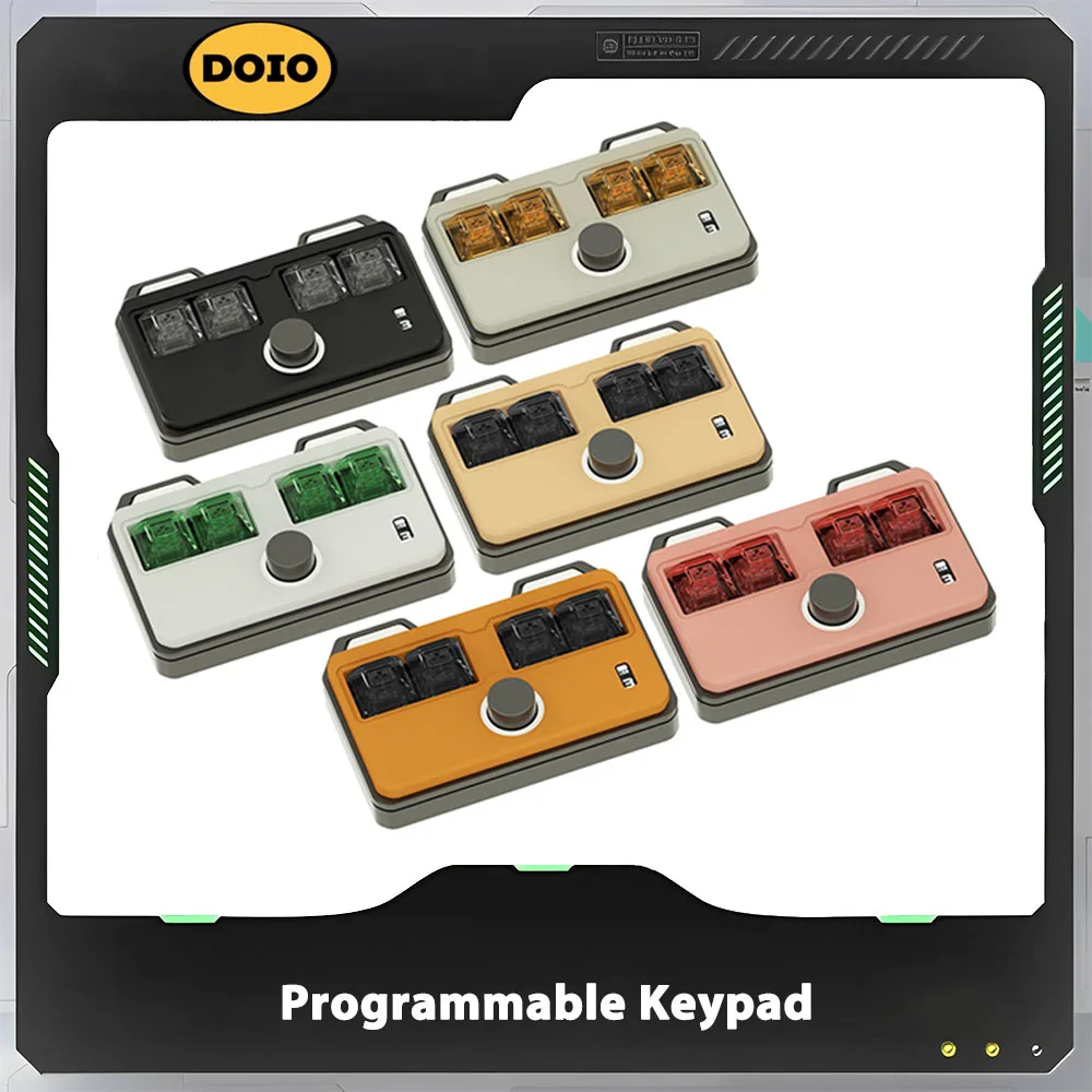 

DOIO KB04-B01 Mechanical Keyboard Two Mode Aluminium Alloy Multifunctional Knob RGB Wireless Keypad Designer VIA PS PR Office