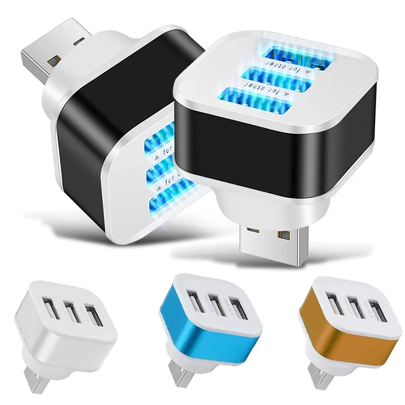 USB-Schnittstellen-Extender, 3-Port-Splitter-Hub, USB-Splitter-Hub für Autoelektronik, für Telefon, Tablet, Laptop, Autoelektronik, USB-Hub