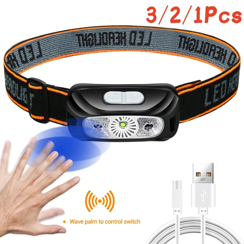 

Фонарь налобный Аккумуляторный с датчиком, USB