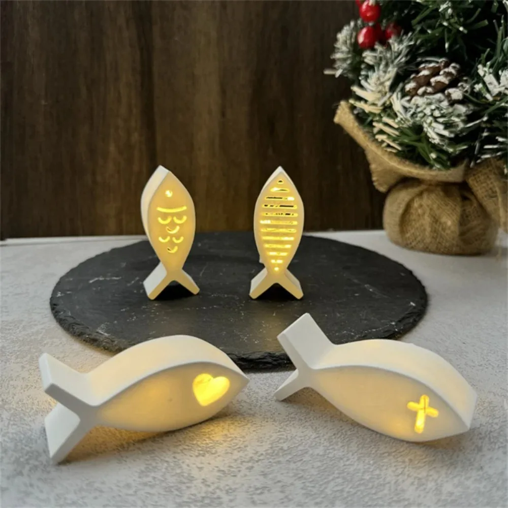 Jesus Fish Silicone Mold for Balloon Light Ornament Reusable Candle Holder Non-Sticky Home Decor Mould with Drip Design view 3