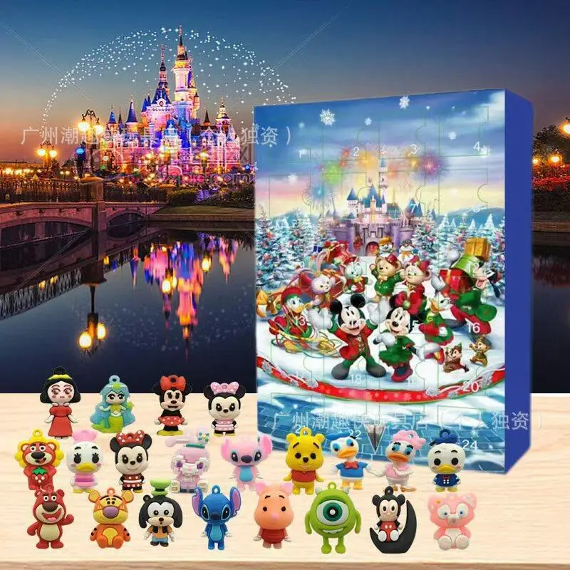 Disney Mickey Mouse Plastic Christmas 24 Countdown Calendar Creativity Cute Doll Doll Handmade Model Blind Box Boy Birthday Gift