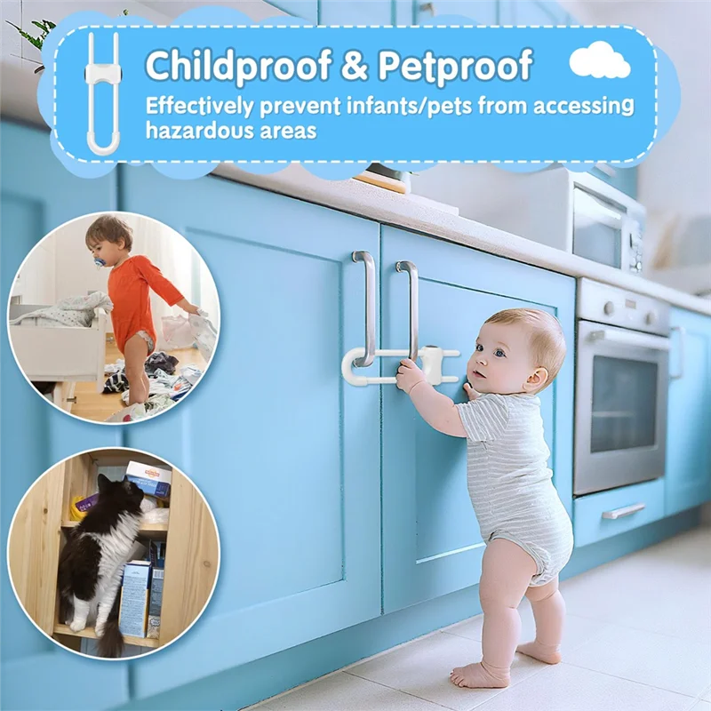 CYCLI-U على شكل أقفال خزانة قابلة للتعديل 15 قطعة الطفل التدقيق لسلامة الطفل لمقابض المقبض في المطبخ قفل خزانة حمام S #5