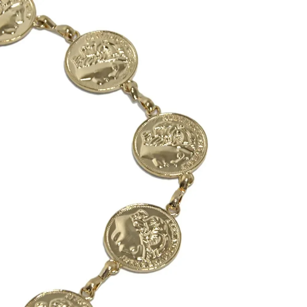High Quality 80s Gold Coin Alexander The Great Chain Belt Women Waist Belly Chain Fashion Accessory