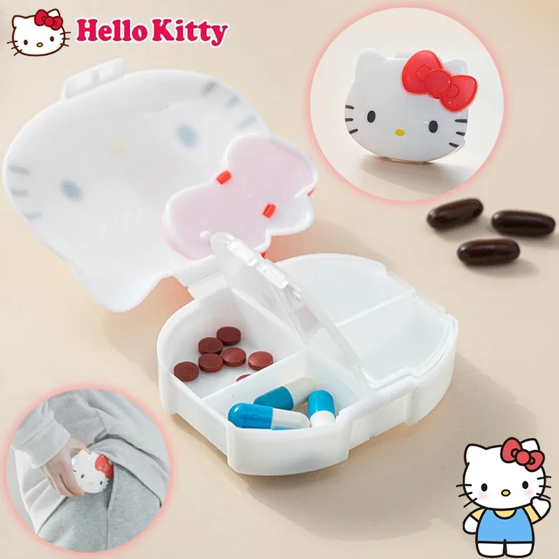 4 Grids Hello Kitty Organizer Container for Tablets Travel Pill Box Portable Small Box for Tablets PP Container for Medicines