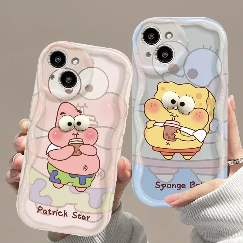 3D SpongeBobs Wave Case for Samsung Galaxy S24 S23 S22 S21 Ultra Plus S20 FE A73 A72 A71 A54 A53 A52 A51 A50 A50S 4G 5G Cover