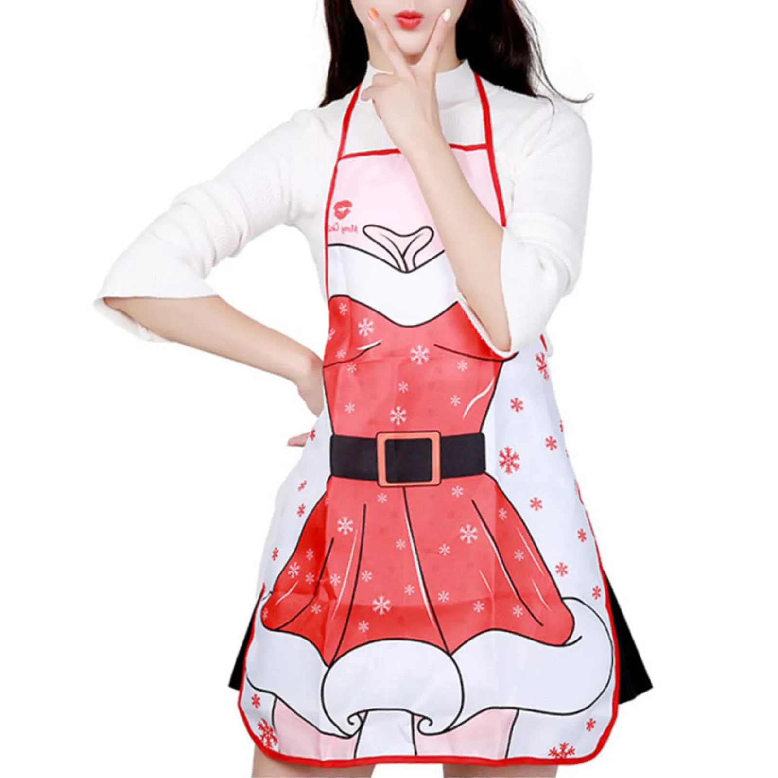 Kitchen Christmas Cooking Apron Cartoon Snowman Satas Claus Decorations Women Men Waterproof Xmas Party Baking Accessories