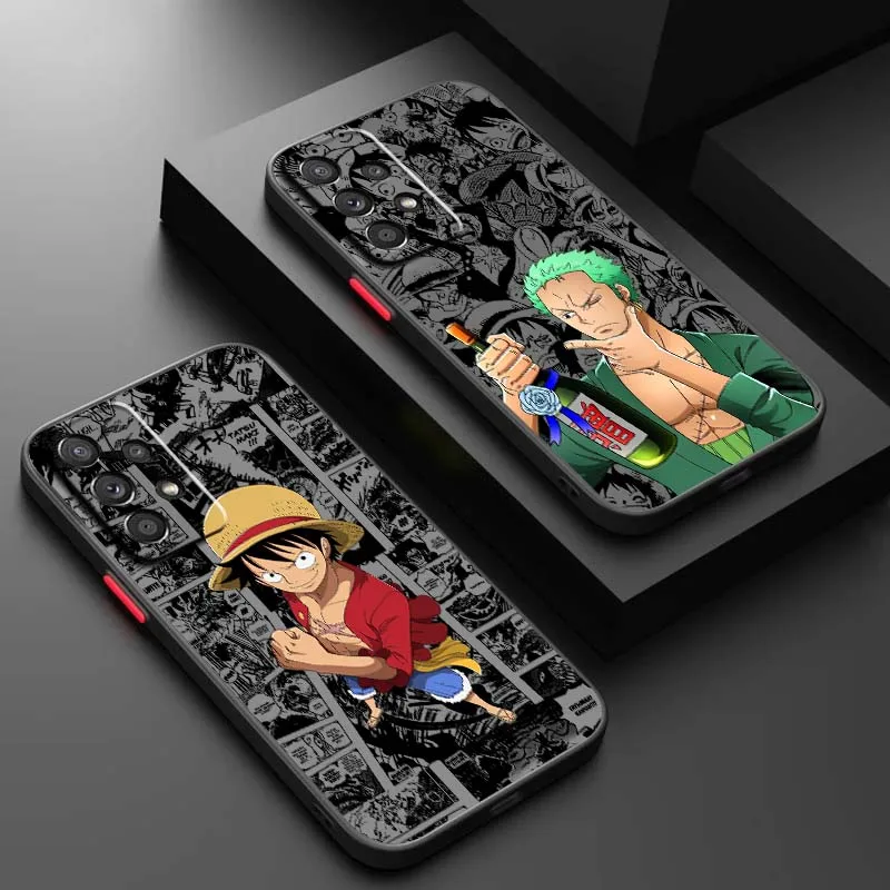 أنيمي قطعة واحدة لوفي زورو لسامسونج A56 A42 A36 A34 A33 A32 A23 A16 A04 A03 ملاحظة 20 5G متجمد شفافة جراب هاتف