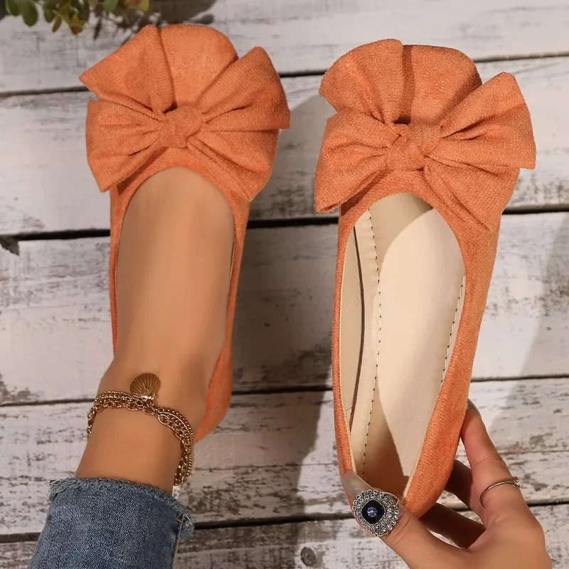 Shoes Female 2024 Plus Size Slip on Women's Flats Concise Casual Flats Women Bow Tie Square Toe Outdoor Soft Bottom Shoes Women