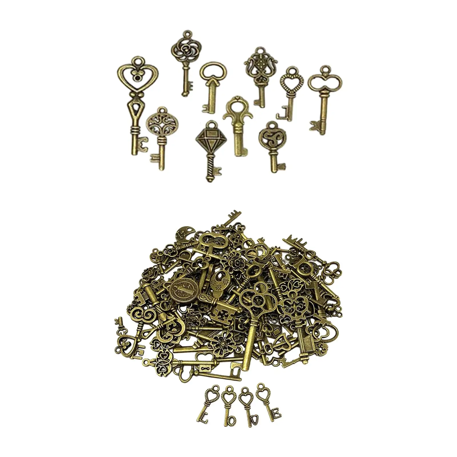 Skeleton Key Charms Alloy Pendants Vintage Key Decoration for Jewelry Making Bracelet DIY Scrapbook Decoration Craft Supplies