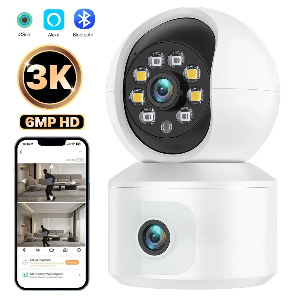 indoor camera de vigilancia ip baby and pet monitor auto tracking dome wireless home security wi fi ptz p2p icsee 6mp 01