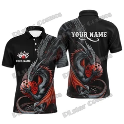 Bowling And Pins Strike Bowling Black Dragon Customized Name 3D Printed Men's Polo Shirt Summer Unisex Casual Polo shirt WK251