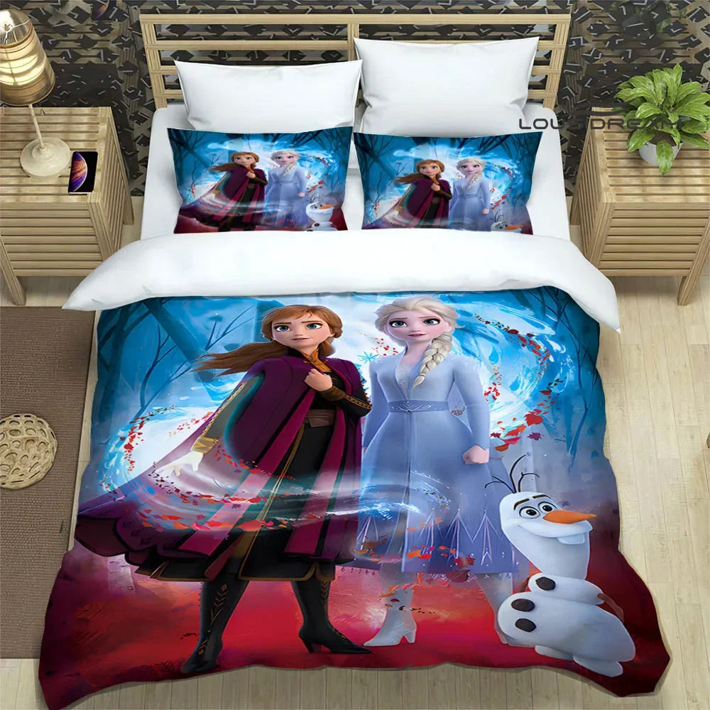 MINISO Cartoon Frozen Printed Bedding Sets exquisite bed supplies set duvet cover comforter set bedding set luxury birthday gift