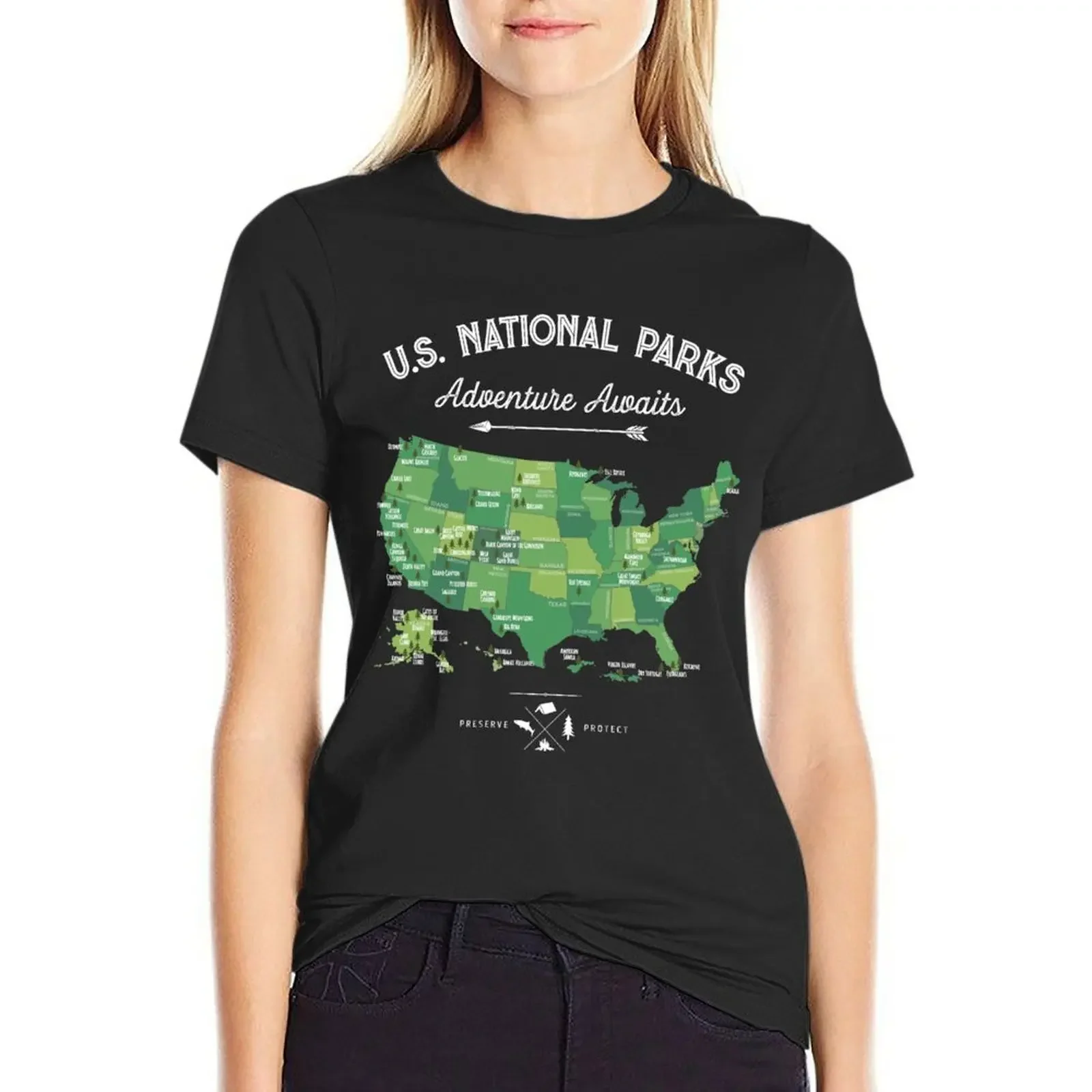 

National Park Map Vintage T Shirt - All 59 National Parks Gifts Men Women Kids T-Shirt blanks customs Women's cotton t-shirt
