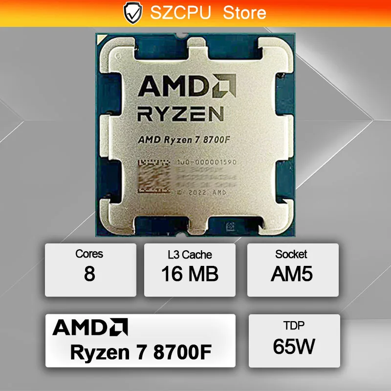 AMD Ryzen 7 8700F 新しい R7 8700F 8 コア 16 スレッド 5GHz