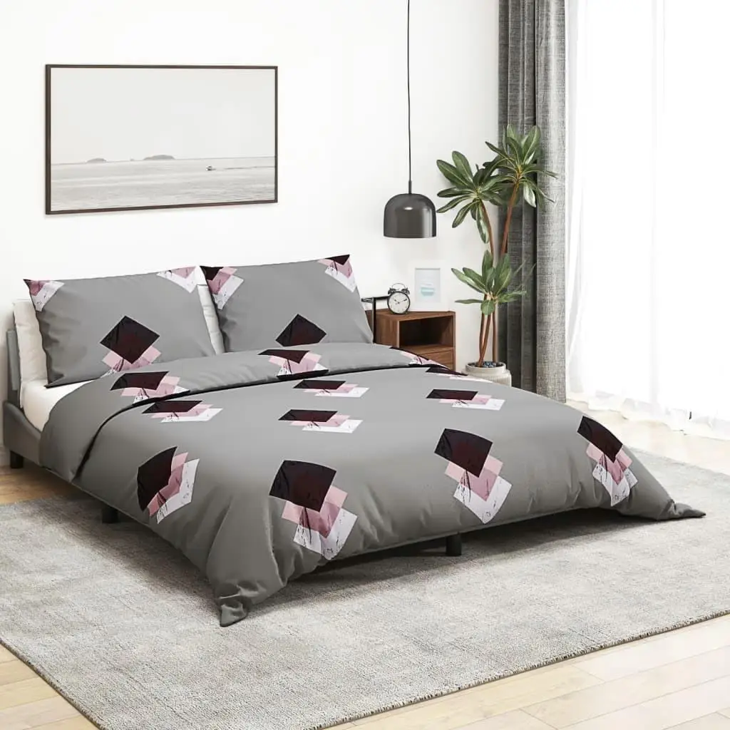 200x200 cm Grey Cotton Duvet Cover Set - Soft & Stylish Bedding