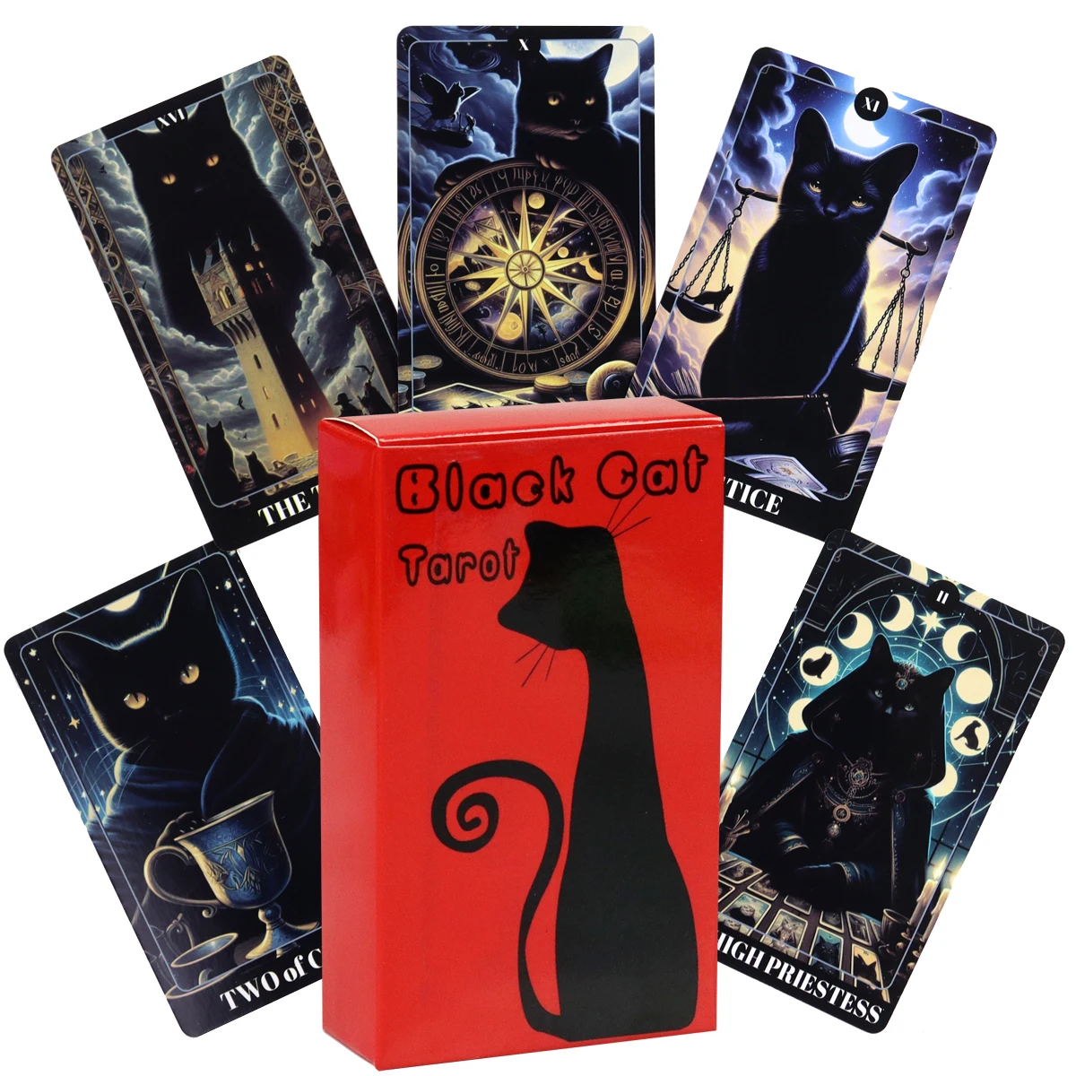 Black Cat Tarot Deck Cards For Family Party High Quality Fortune Telling Divination Tarot Cards Deck Game