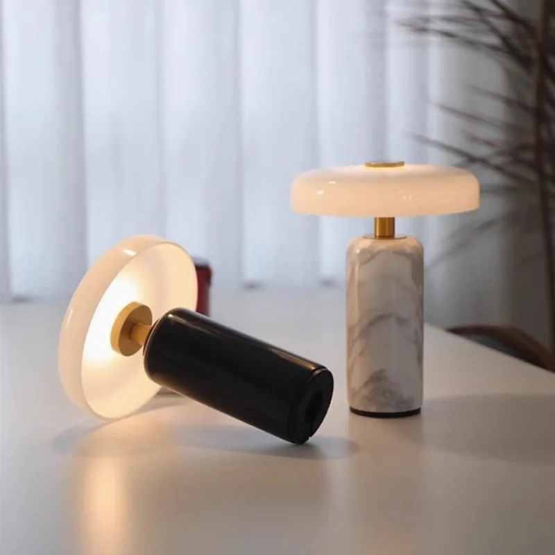 Touch Rechargeable Marble Desk Lamp Decorative Table Light for Living Room Bedroom Study Decor