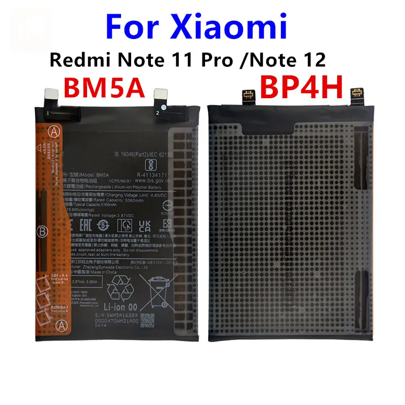 

Brand New BM5A BP4H Battery For Xiaomi MIUI Redmi Note 11 Pro 11pro Note 12 High Quality Phone Replacement Batteries+Tools