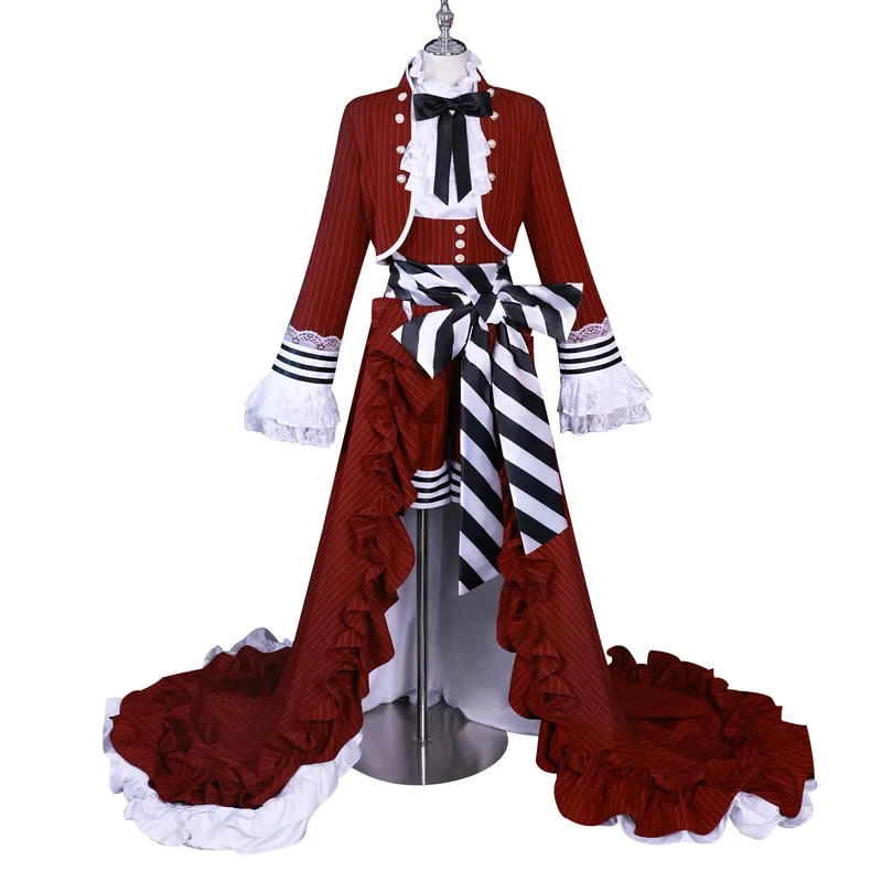 Black Butler Ciel cosplay costume Red Cup anime cosplay Halloween carnival rode play girls came red evening dress for women