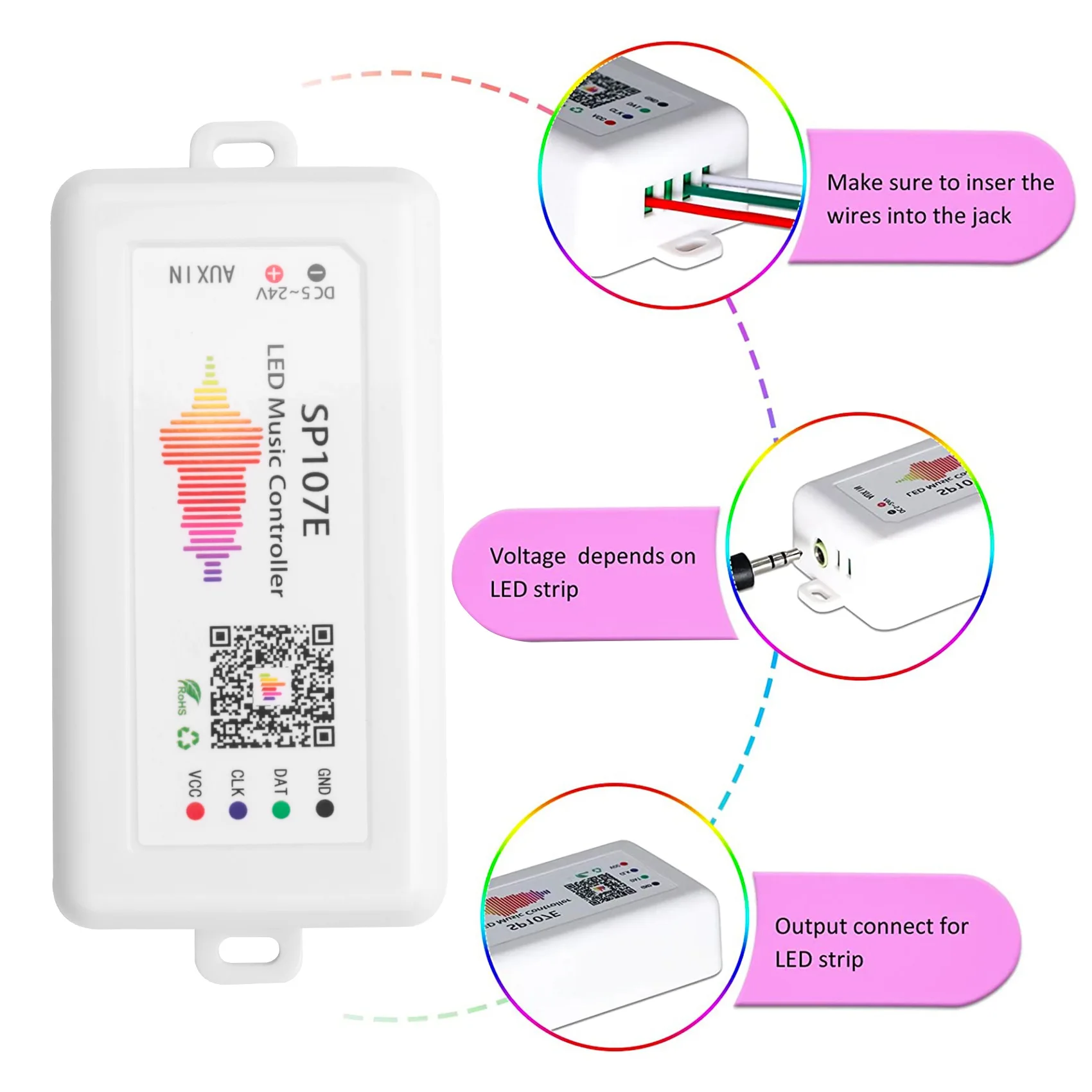 WIFI RGB SP107E Pixel IC SPI Music Bluetooth Controller For WS2812 SK6812 SK9822 RGBW APA102 LPD8806 Strip DC5-24V 2