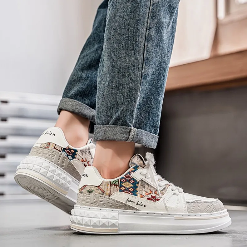 

Самая продаваемая мужская обувь, всесезонная модная обувь на толстой подошве, на шнуровке, большие размеры, увеличивающие рост, с цветными блоками