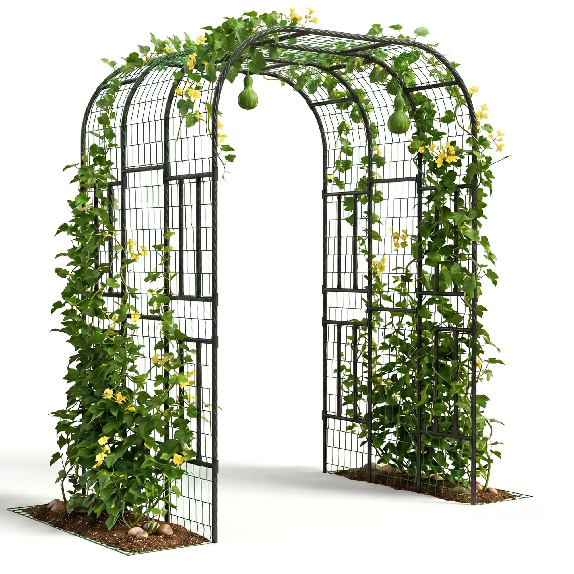 Extra Tall 7.3FT Garden Arch Trellis, PE-Coated Steel Plant Arbor For Cucumbers, Beans, Roses, Outdoor Patio Decor Arbor