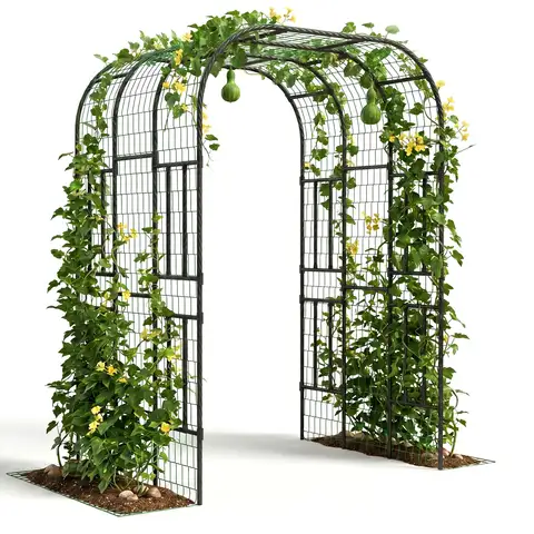Extra Tall 7.3FT Garden Arch Trellis, PE-Coated Steel Plant Arbor For Cucumbers, Beans, Roses, Outdoor Patio Decor Arbor