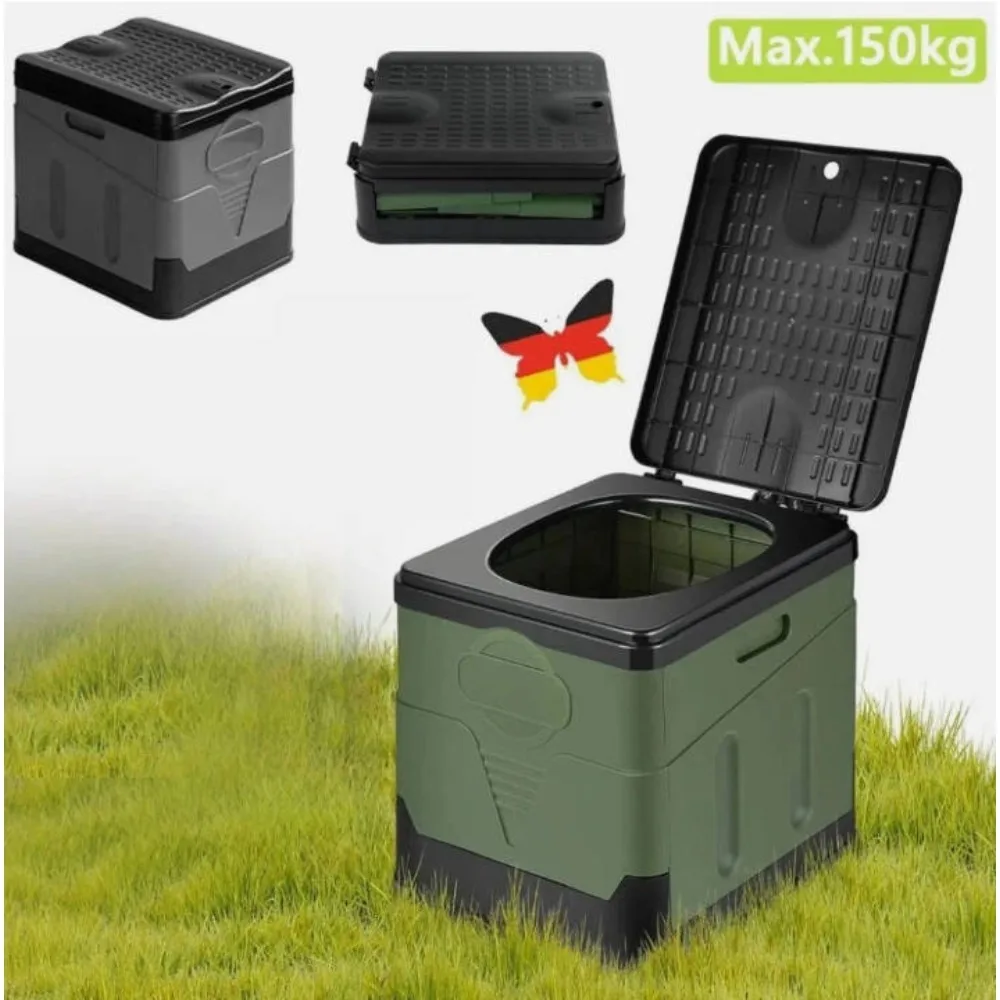 Toilette portable pliable pour l'extérieur, installation rapide, rangement facile, multifonctionnelle, ergonomique, confortable, pour le camping, la randonnée, la pêche, les voyages en voiture, les pique-niques, les camping-cars, les situations d'urgence, l'extérieur et l'intérieur