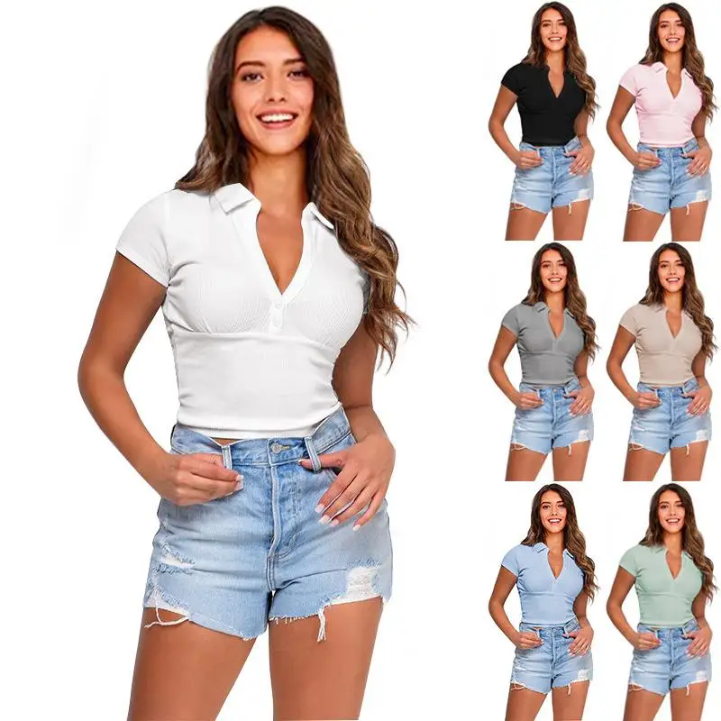 Camiseta de Manga Corta para Mujer, Corte Ajustado, Cómoda, Mezcla de Algodón y Lycra, Diseño Estampado, Fácil de Usar
