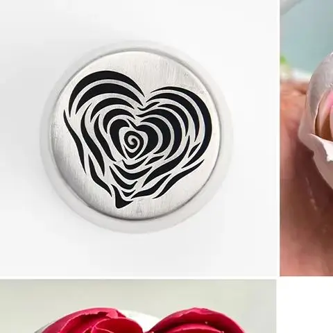 Stainless Steel XL Heart Rose Flower Pattern Russian Icing Tip Marshmallow Piping Nozzle Decorating Utensils Baking Cake Tool