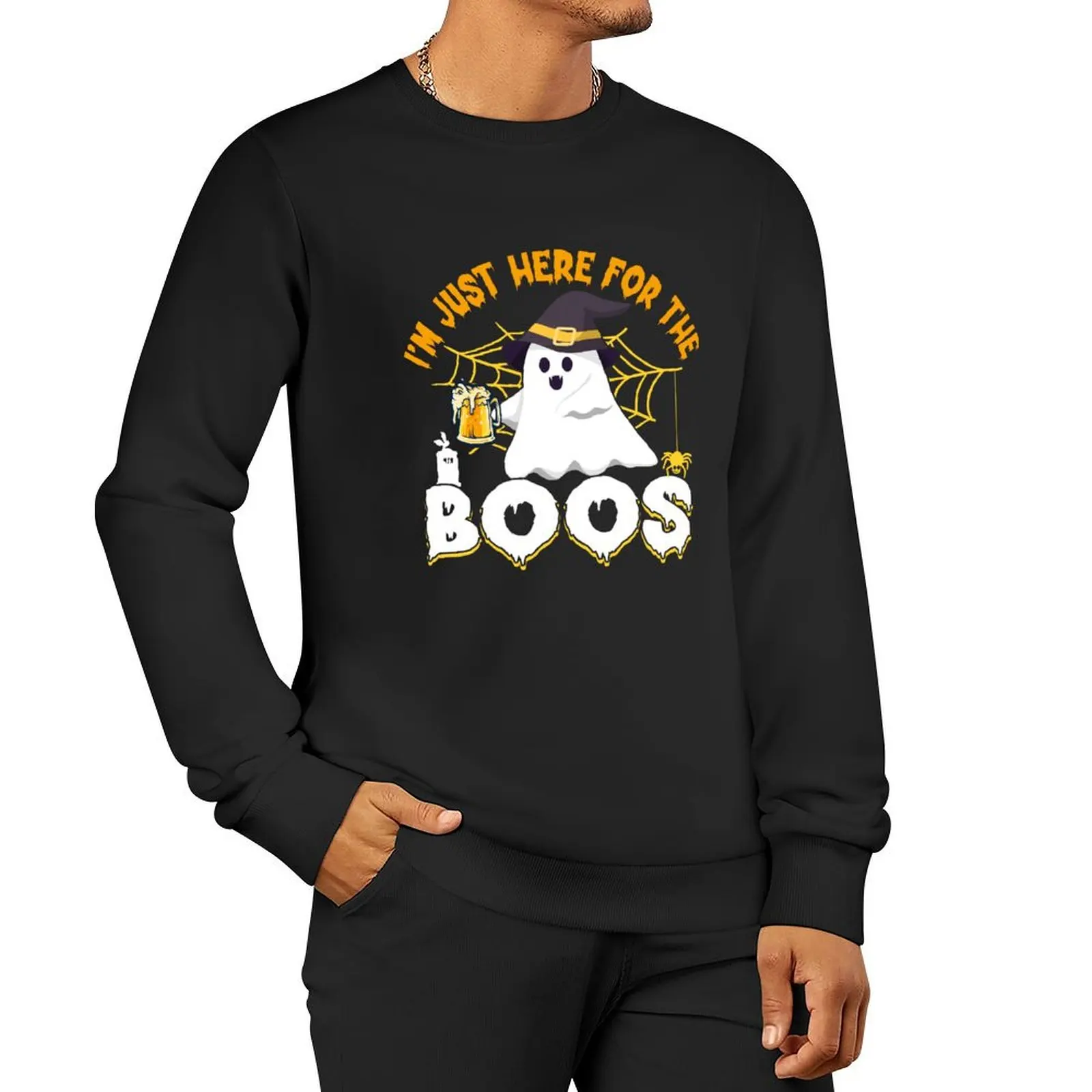 I'm Just Here For The Boos Funny Halloween Beer Lovers Drink Pullover Hoodie men's sweat-shirt set hooded sweatshirts