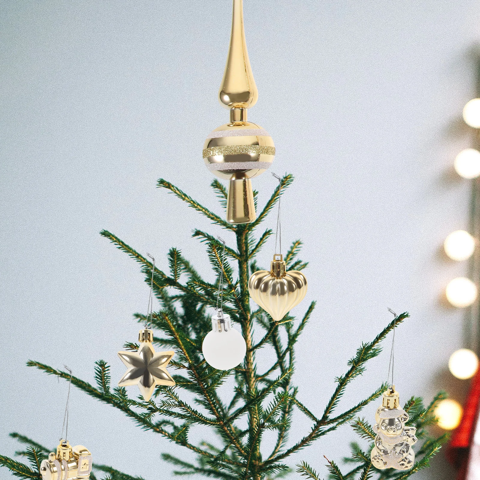 

Christmas Balls on Top of The Tree Cartoon Topper Xmas Toppers Decorations Hanging Small Plastic Ornaments Finial