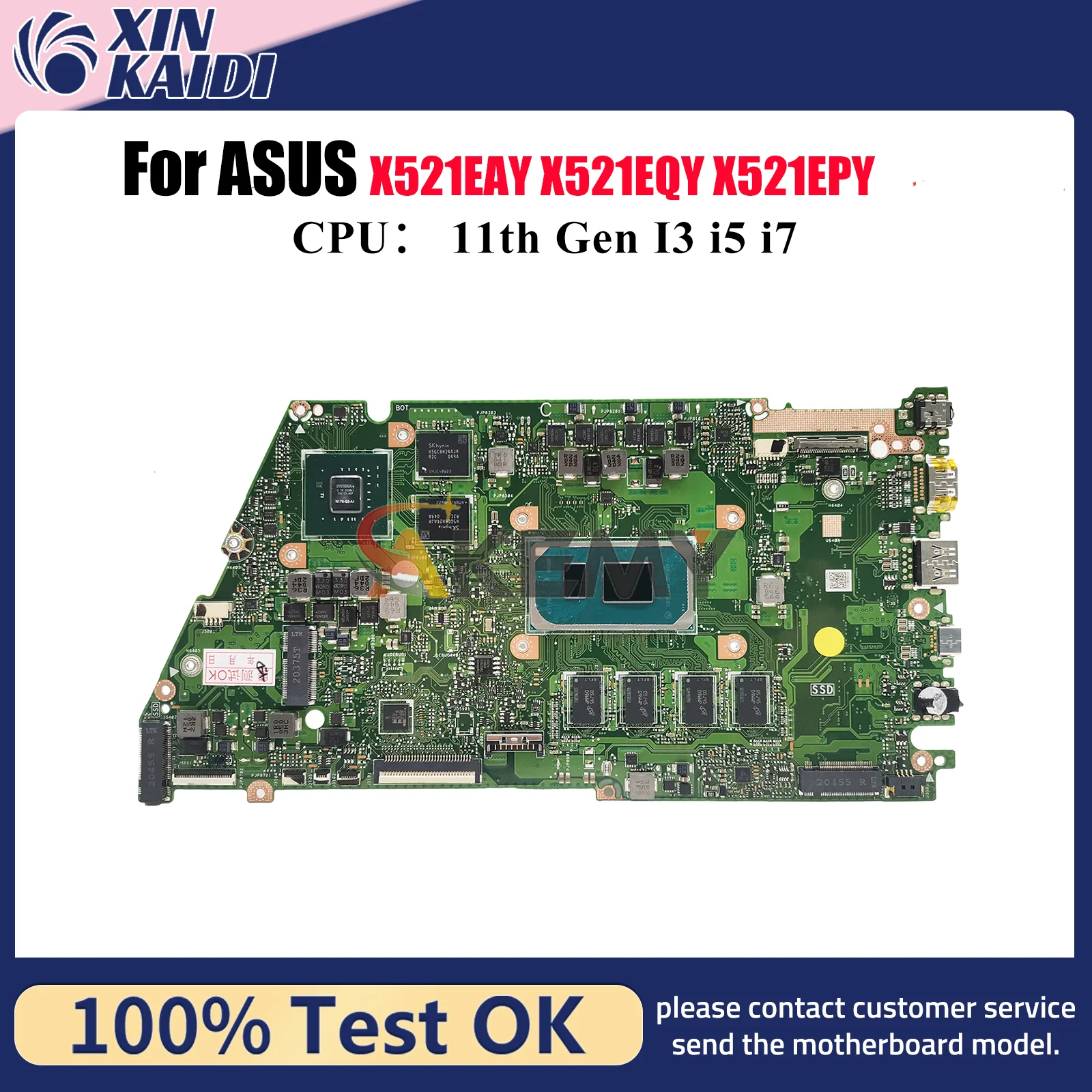 

X521EQY Материнская плата для ноутбука ASUS VivoBook S533E X521EAY X521EQYB X521EQ X521EPY Материнская плата с 11-го поколения I3 i5 i7 100% тест