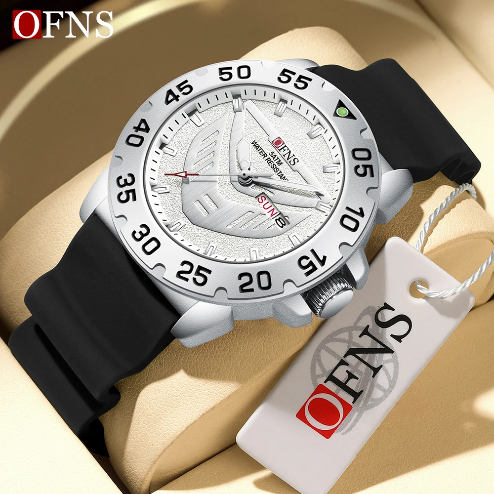 

OFNS 1308 New Hot Selling Quartz Watch Dual Calendar Classic and Minimalist Waterproof Glow Men's Quartz Watch 2024