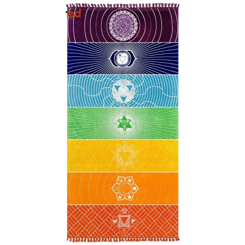 

Mandala Chakras Tapestry Wall Hanging - Indian 7 Wheels Meditation Yoga Fabric Decor for Bedroom & Healing Space Background