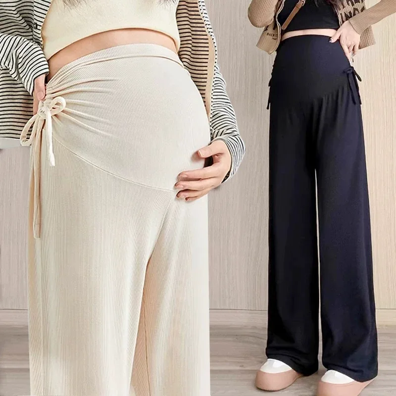 Maternity Maternity Pants Summer Thin Wide Leg Belly Support Pregnant Women Casual Daily Home Wear Spring Autumn Polyester Spandex - Aliexpress Deal