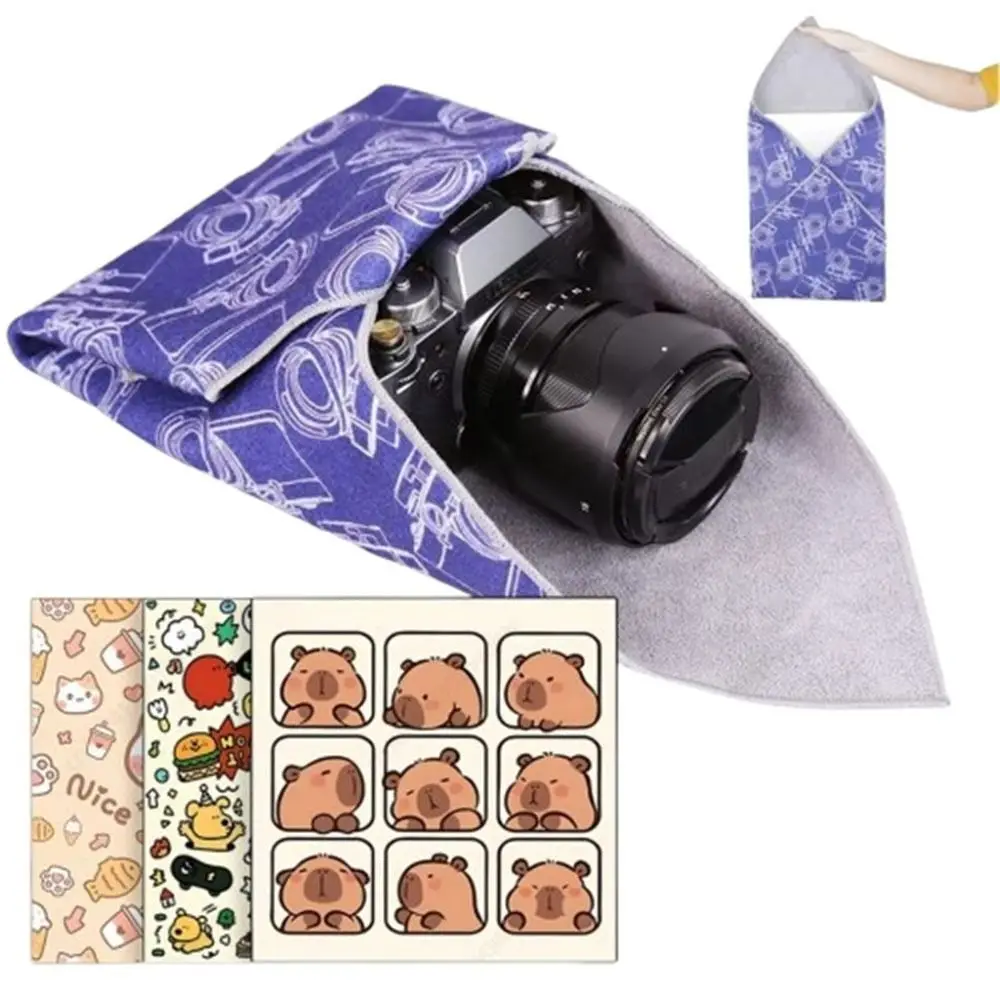Self-Adhesive Protective Wrap Wrap Cloth Cartoon Anti-Scratch Lens Storage Bag Multi-function Portable Camera Cover Toiletry Kit